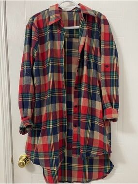 Plaid Button-Front Flannel Shirt Dress